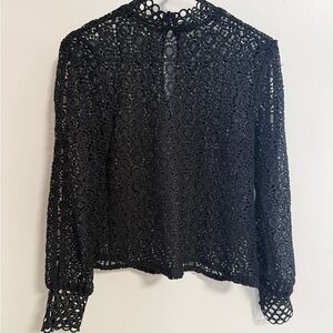 H & M Women’s Black Sheer Lace Blouse Whimsygoth